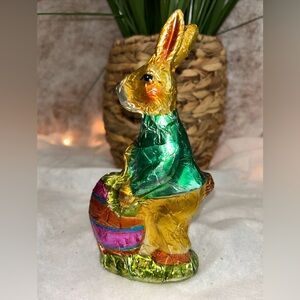EASTER FAUX FOIL GOLD CHOCOLATE BUNNY RABBIT FIGURINE TABLETOP DECOR 7"